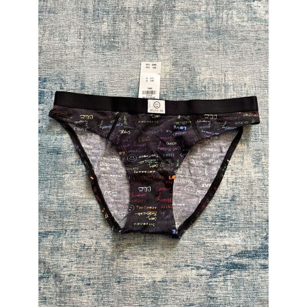 NWT! Gilly Hicks Black and Rainbow Pride BLM Bikini Style Underwear Small